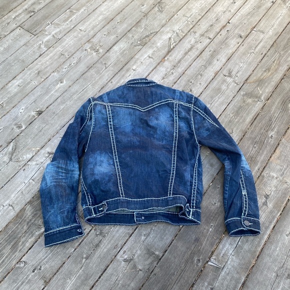 Vintage True Religion Jean Jacket Rope Stitch Jimmy Super T 1/2’ Denim Blue - Picture 10 of 11